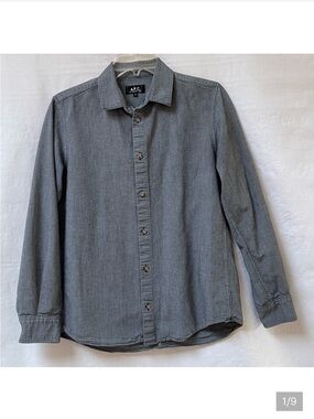 A.P.C. Button Front Shirt Womens Small Cotton Collared APC Long Sleeves Shirt